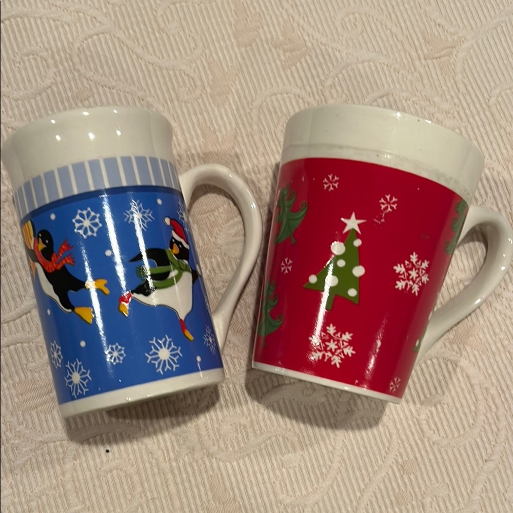 Royal Norfolk Festive Holiday Mug Set - Blue and Red